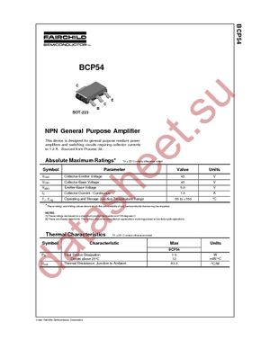 BCP54 datasheet  